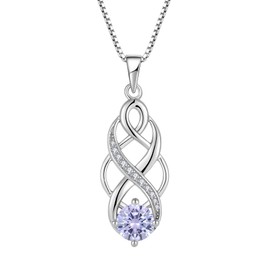 Lwsary Infinity Celtic Knot Necklace 925 Sterling Silver Irish Pendant Alexandrite Necklace June Birthstone Jewelry for Women
