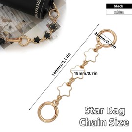 MaehSab 2 Pieces Bag Extender Chain Strap, Heart Star Shape Cute Purse Extender Strap Charms Replacement for Purse Handbag, Star