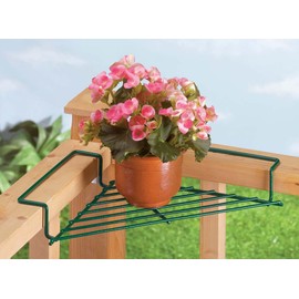 Fox Valley Traders Corner Plant Caddy Storage Shelf, Durable Coated Wire for Indoor/Outdoor Use, Green, 19 ¼” W x 9 ½” W x 2” H