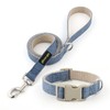 Plutus Pet Cotton Hemp Dog Collar and Leash Set, Adjustable