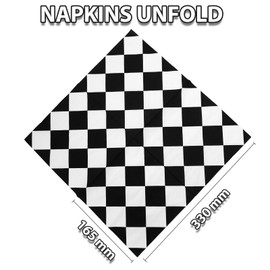 40 Pcs Checkered Paper Napkins Black and White Pliad Napkins Racing Car Themed Party Napkins Checkered Flag Party Supplies