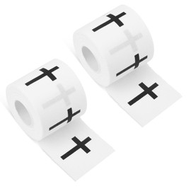 2 Roll Cross Athletic Tape, 1.97in x 23ft Christian Ankle Tape Serrated Edges Cotton Soccer Baseball Volleyball Football Wrist Wrap with Black Cross for Gymnastics Athlete in All Sports (White)