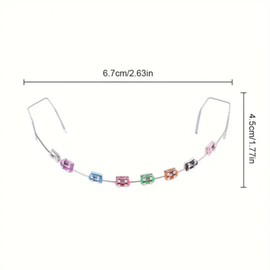 2 Pairs Colorful Metal Bracket and Orthodontic Ligature Ties,Temporary Tooth Decoration with Metal Wires,Practice Props for Dental Students,Dental Decorations,Metal Brackets and Orthodontic Ligatures