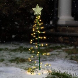 The Original MERRYLITE - Solar Metal LED Christmas Tree Decoration Stake Light - Easy Installation, 2 Feet Tall, Perfect for The Holidays - 2 Pack, Warm White