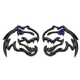 HHLOU A Pair Redeye Dinosaur Metal Emblem for Dodge RAM TRX 1500 2500 3500 Charger Challenger (Blue Eyes)