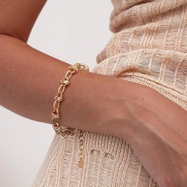 Jenosy 14K Gold-Plated Bracelet Women's Gold, Stainless Steel