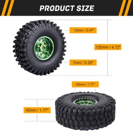 CrazyHobby Aluminum 1.9 Beadlock Wheels and Tires for Traxxas TRX4 Axial SCX10 II III RR10 Wraith Redcat Gen 8 Gen 7 RC4WD 1/10 Scale RC Crawler Rocks Mud(Color 5)