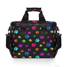 AUUXVA Insulated Cooler Lunch Bag Colorful Dog Cat Paw Print Lunch Box Leakproof Large Tote Bag Reusable for Women Men Picnic Travel (15L)
