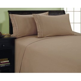 Elegant Comfort 1500 Premier Chain Design Hotel Quality Luxurious Silky Soft Wrinkle & Fade Resistant 4 pc Sheet Set, Deep Pocket Up to 16" - Queen Taupe