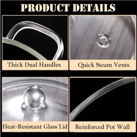 Glass Simmer Pot for Stove - 1.5L/50oz Glass Saucepan Pot with Lid, Heat-Resistant Glass Saucepan Cooking Pot for Pasta Noodle, Soup, Milk, Food (1.5L/50oz)