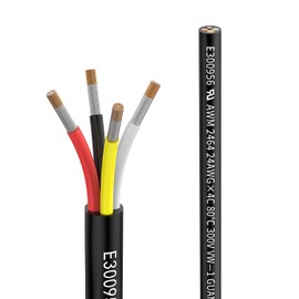 Matugajp 24awg 4 Wire Cable 24/4 Electrical Wire 4 Core Extension Cable 30 feet UL2464 DC 5V/12V/24V/300V 24 Gauge Oxygen Free Stranded Tinned Copper Wire