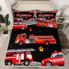 Fire Engine Fitted Sheet Twin Size,Cartoon Fire Truck Bedding Set
