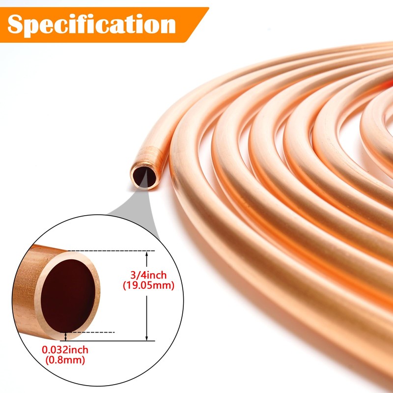 Copper Tubing 3/4" OD x 5 Ft YuJingKey, 99.9% C12200
