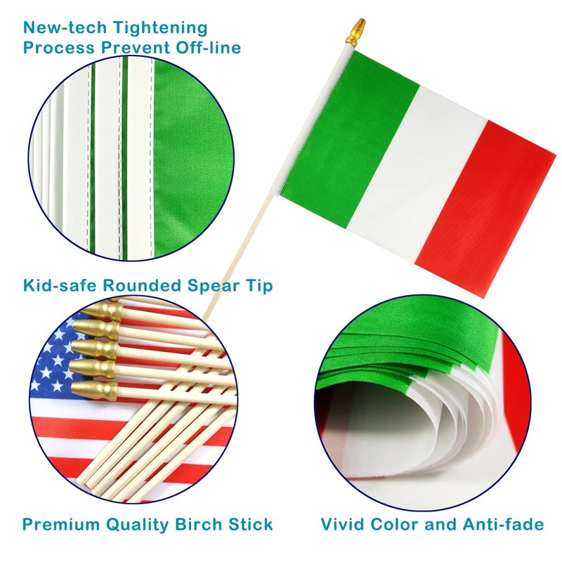Newperlite Italy Stick Flag Italian Small Mini Hand Held Flags