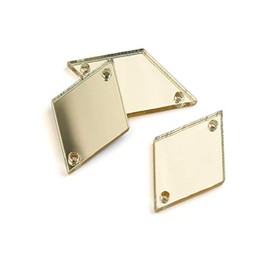 50 piezas de cristales dorados para coser en espejos acrílicos irregulares para coser en piedras de cristal (rombo de 25 mm, dorado)
