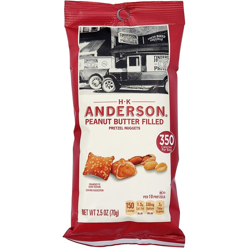 HK Anderson Peanut Butter Filled Pretzel Nuggets, 2.5oz Bag (16-Pack)
