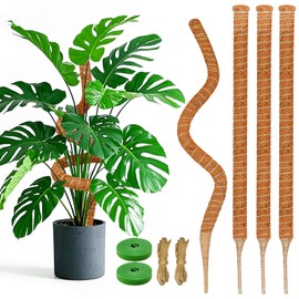 Dimpoo 4 Pack 28 Inch Moss Pole Monstera Plant Support, Coir Moss Poles for Climbing Indoor Plants, Bendable Plant Stake Trellis for Potted Plant, Pothos, Philodendron
