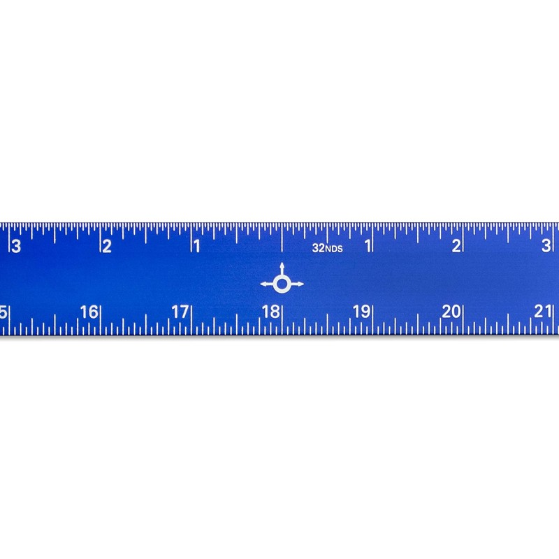 Alumicolor Aluminum Straight Edge with Center Finding Back, 36IN, Blue