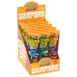 Too Tarts Slurpers Squeeze Candy, 3 Sour Fruit flavors in every Display, Strawberry, Blueberry & Green Apple, 12- 4oz Tubes per Display, Total 48oz