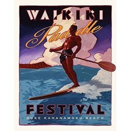 Hawaii SUP Surfing Stand Up Paddling Art Poster Duke Kahanamoku Surf surfboard
