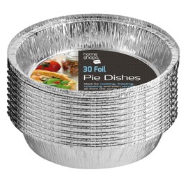 Homeshopa Aluminum Foil Pie Pan, 30 Pack Disposable Round Flan Trays, Durable Air Fryers Cooking Baking Dishes for Pie, Fruit Tarts, Quiche, Food Storage Takeaway Containers, Oven & Freezer Safe