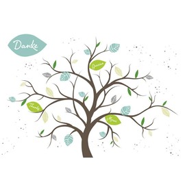 Gutsch Verlag Thank You Postcard with Tree Design, Multilingual Thank You Card, Nature Illustration in Green & Brown, Leaf Graphics