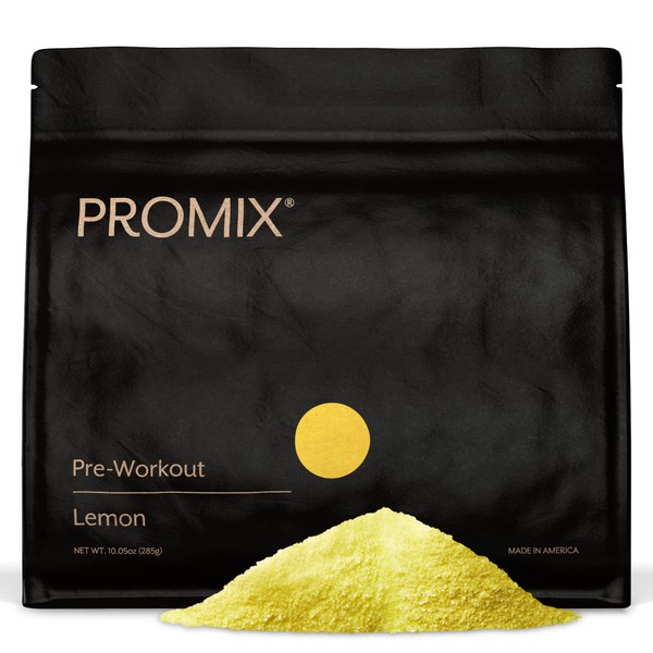 Promix Pre-Workout Powder, Lemon - Maximize Focus & Performance - Helps Muscle Gain, Endurance & Enhanced Energy - Vitamin B12, Caffeine, Beta-Alanine & L-Tyrsosine - Gluten & Dairy-Free