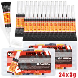 24 X 3g Super Glue,Single-use,Clear,Strong Adhesive,Fast Drying Superglue,Cyanoacrylate(CA) Glue for Wood,Plastic,DIY Craft,Leather,Jewelry,Metal Etc