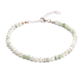 Bergerlin Genuine Natural Stone Pearl Bracelet with 925 Sterling Silver Pearl or Gold-Plated Pearl - Faceted with Clasp - with Certificate of Authenticity, 925 Silber - 15,5+3cm