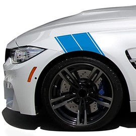 A1A Sales (2) Vinyl Fender Hash Stripes Racing Decals Pinstripes Stickers Tape Pair (Light Blue (Cyan))
