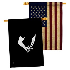 Pirate of Thomas Tew House Flags Pack Coastal Ship Skull Treasure Map Carribean Jolly Blackbeard Jack USA Vintage Applique Small Decorative Gift Yard Banner Made In 28 X 40