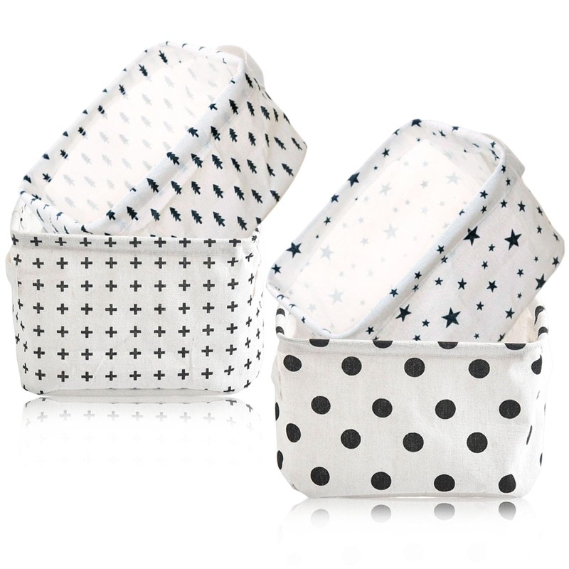 Small Storage Baskets, 4PCS Fabric Storage Basket Organizer with Handles,