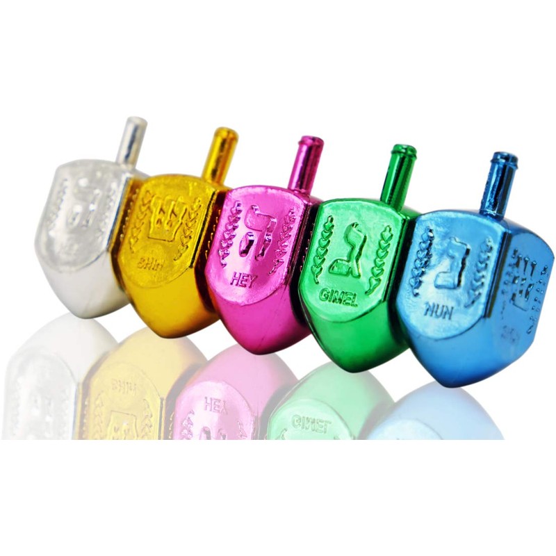 The Dreidel Company 100-Pack Metallic Multi-Colored Dreidels for Hanukkah with