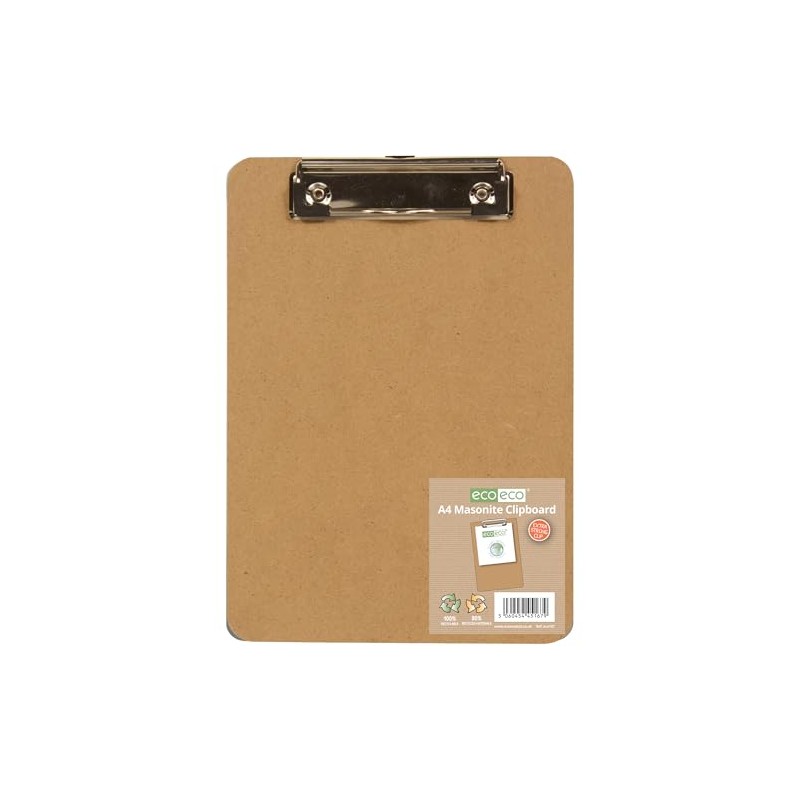 eco-eco A4 Masonite Strong Clipboard with Low Profile Metal Clip,