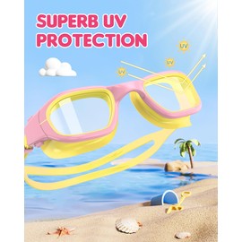Zeligerstar Kids Swimming Goggles, Anti Fog Swimming Goggles Kids 6-14, UV Protection No Leaking Wide Vision Childrens Swimming Goggles for Kids Boys Girls