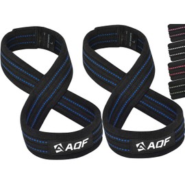 AQF Figure 8 Lifting Straps, Anti Slip Gym Wrist Supports for gym, Powerlifting, Weightlifting, Deadlifting, Heavy Duty Gym Straps, Ideal Lifting Straps for Strength Training (Black & Blue, L)