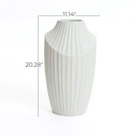 LuxenHome Large Floor Flower Vase, 20 Inch Modern Abstract Sculpture White Ceramic Vase, Big Rustic Pottery for Living Room Home Decor, Boho Pottery for Centerpieces, Home Décor Accents