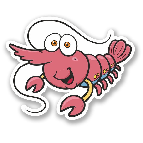 2 x 10cm Shrimp Vinyl Sticker Decal Laptop Car Bike