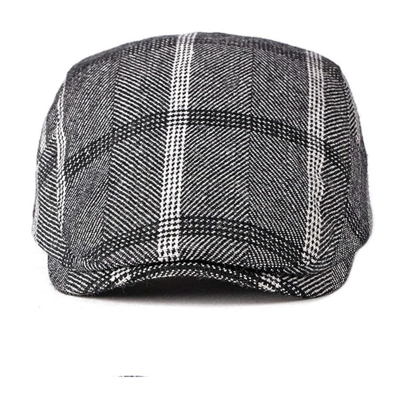 Mens Adjustable Plaid Newsboy Cabbie Golf Beret Flat Hat Cap