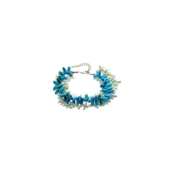CrystalAge Turquoise howlite, Freshwater Pearl & Shell Bracelet