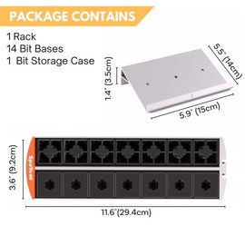 SpeTool Router Bit Storage Rack, Versatile 14 Bit Bases for 1/2 and 1/4 inch Shank Router Bit or 13*13mm Router Bit Box, Router Bit Storage Inserts Holds Up to 56 Router Bit (Sliver)