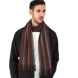LOVARZI Mens Scarf Orange Rust Striped Winter Scarfs for Men - Warm, Knitted Designer Men's Scarves - Gifts for men for Occasions like Christmas, Birthday & Anniversary