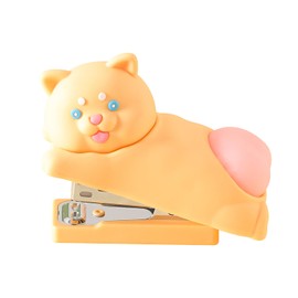 Honagu Cute Stapler, Cartoon Stereoscopic Silicone Stapler, Desktop Stationery Gift for Students Teachers(Yellow Cat)