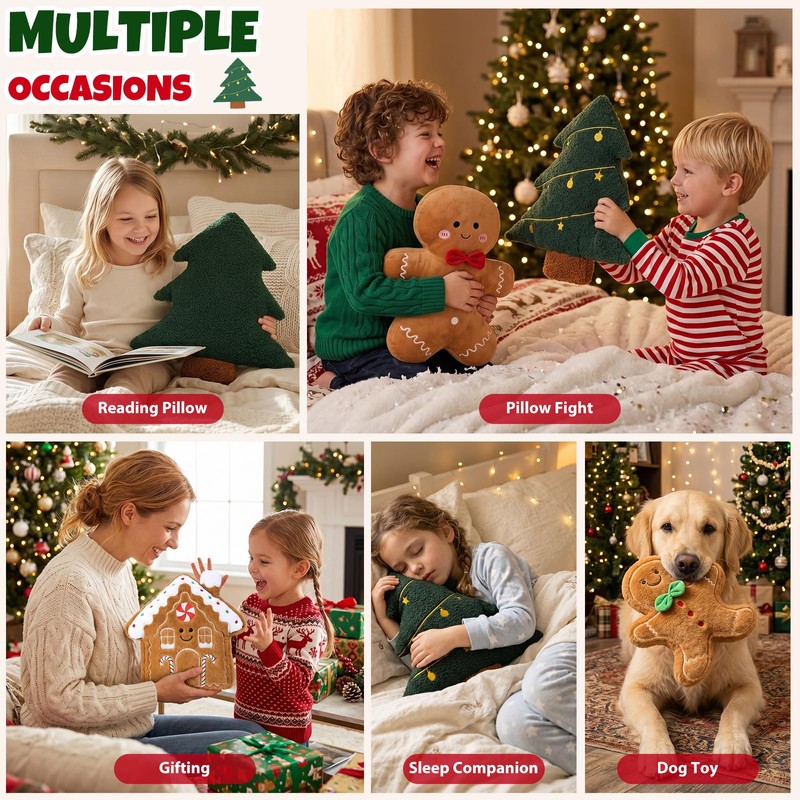 Vijamiy Christmas Cushions with Filling, Assorted Cute Festive Xmas Designs