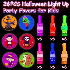 Sufuplay - 36 piezas de recuerdos de fiesta de Halloween para niños, luces LED de Halloween que brillan en la oscuridad, regalos de fiesta para niños, premios de aula, trucos o golosinas