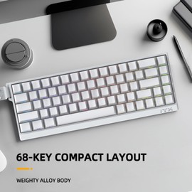 IROK MU68PRO Rapid Trigger Magnetic Switch Keyboard, Aluminum CNC Frame 65% TKL Hot Swapped RGB Programmable Wired Gaming Keyboard for Win/Mac Gamer-White