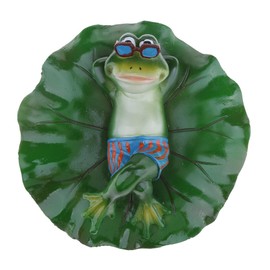 petsola Frog and Leaf Floating Swimming Frog Pond Decoration Mini Pond, Garden Pond - Lying Down