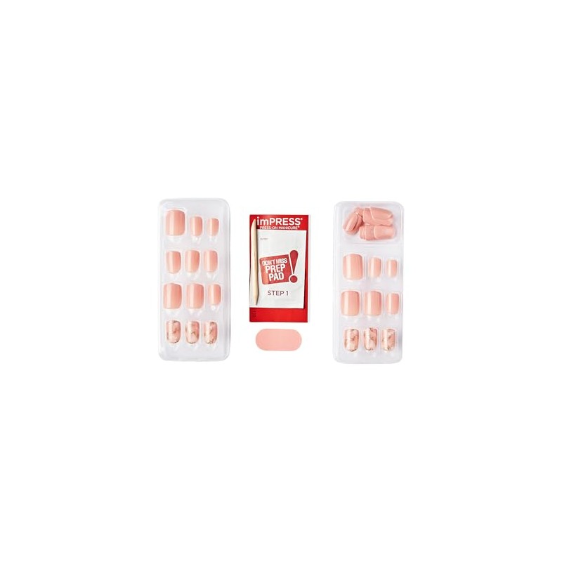KISS imPRESS Press-On Manicure Fake Nails â€“ Kingdom, Short, Square,