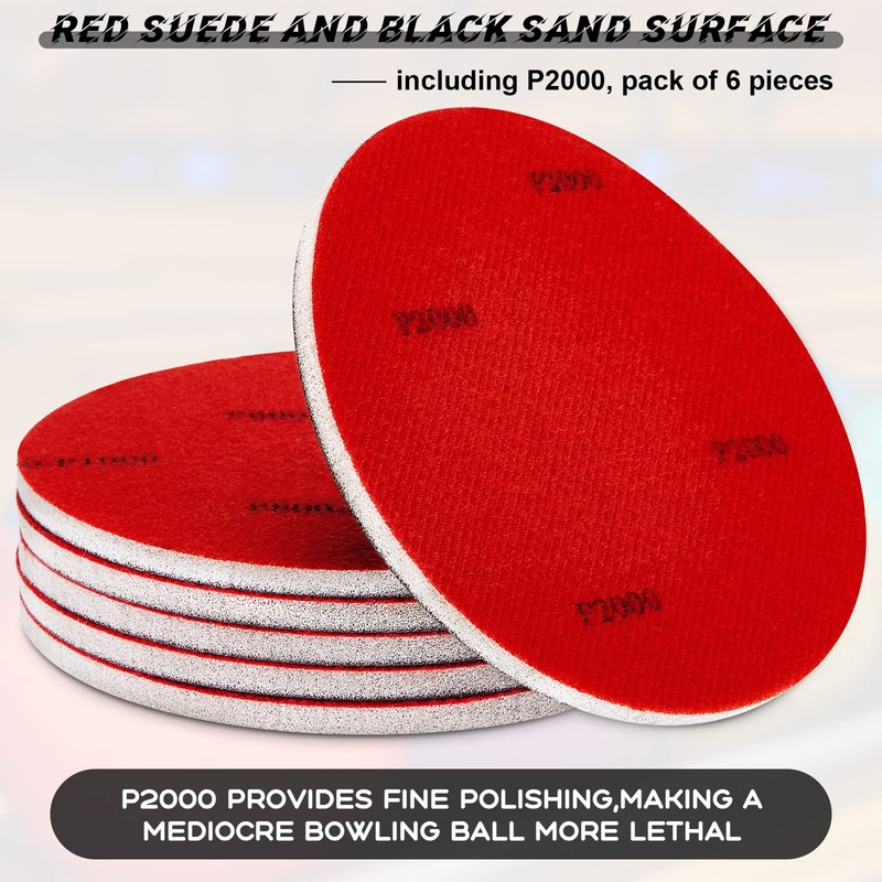 6 Pieces Bowling Sanding Pads 2000 Grit Bowling Ball Sanding