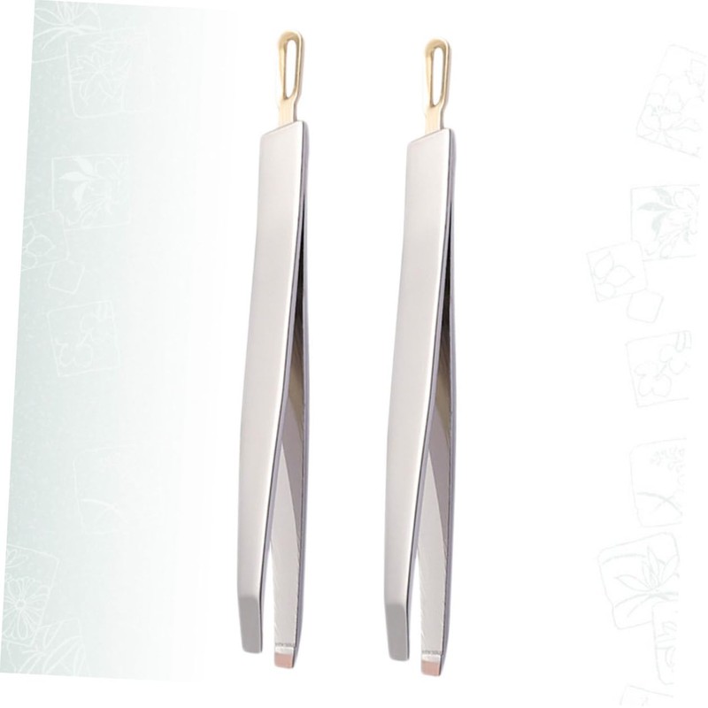 Baluue 3sets Stainless Steel Eyebrow Tweezers Clamps Flat Oblique Mouth